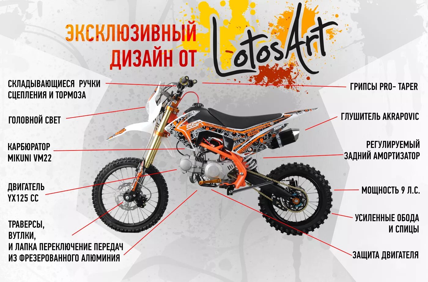 Питбайк что это такое фото Питбайк SSSR ATOM 125 L Atomic Orange 2: купить в Москве, цены