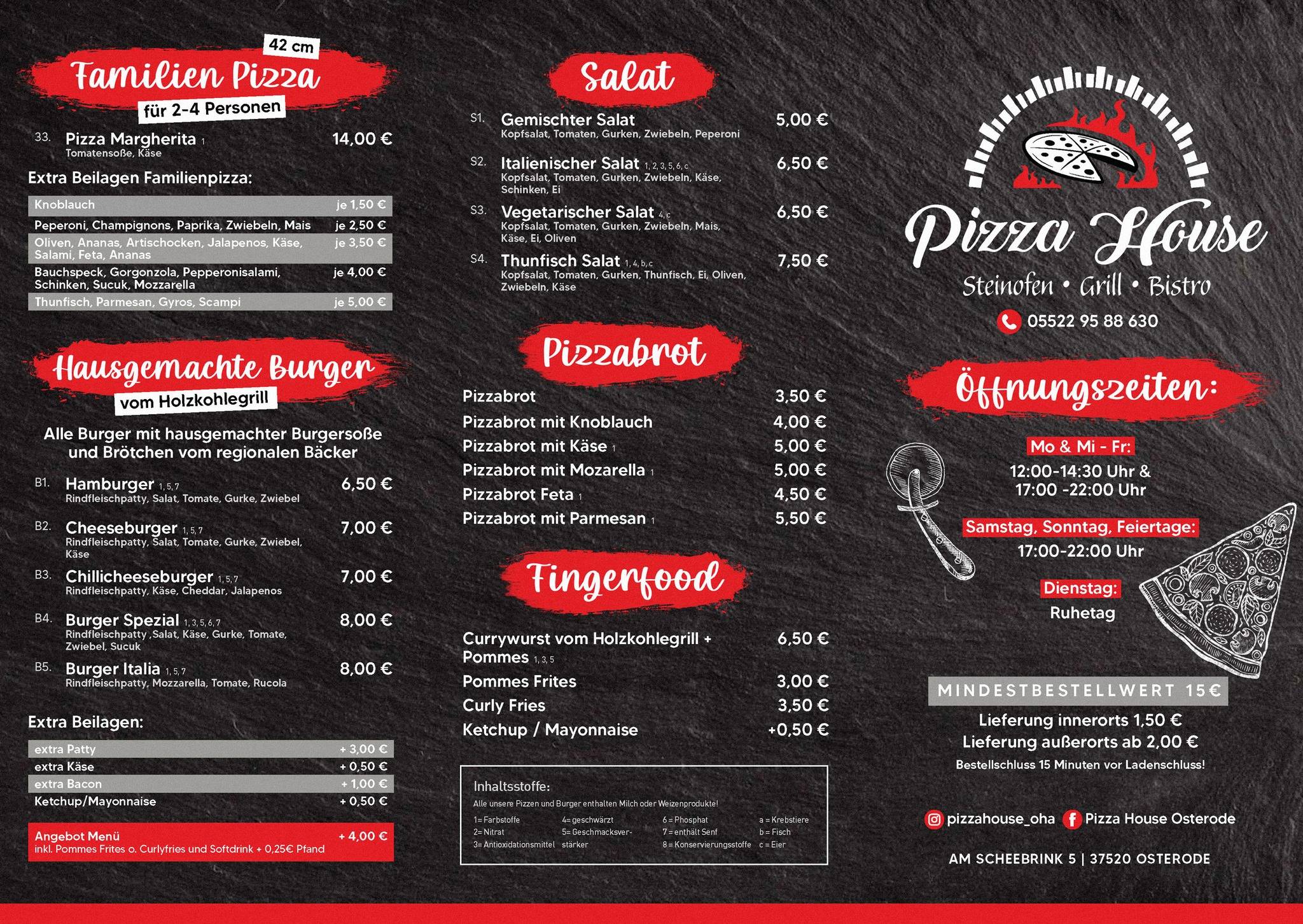 Пицца хаус ул каляева 3 фото Меню Pizza House Osterode, Остероде