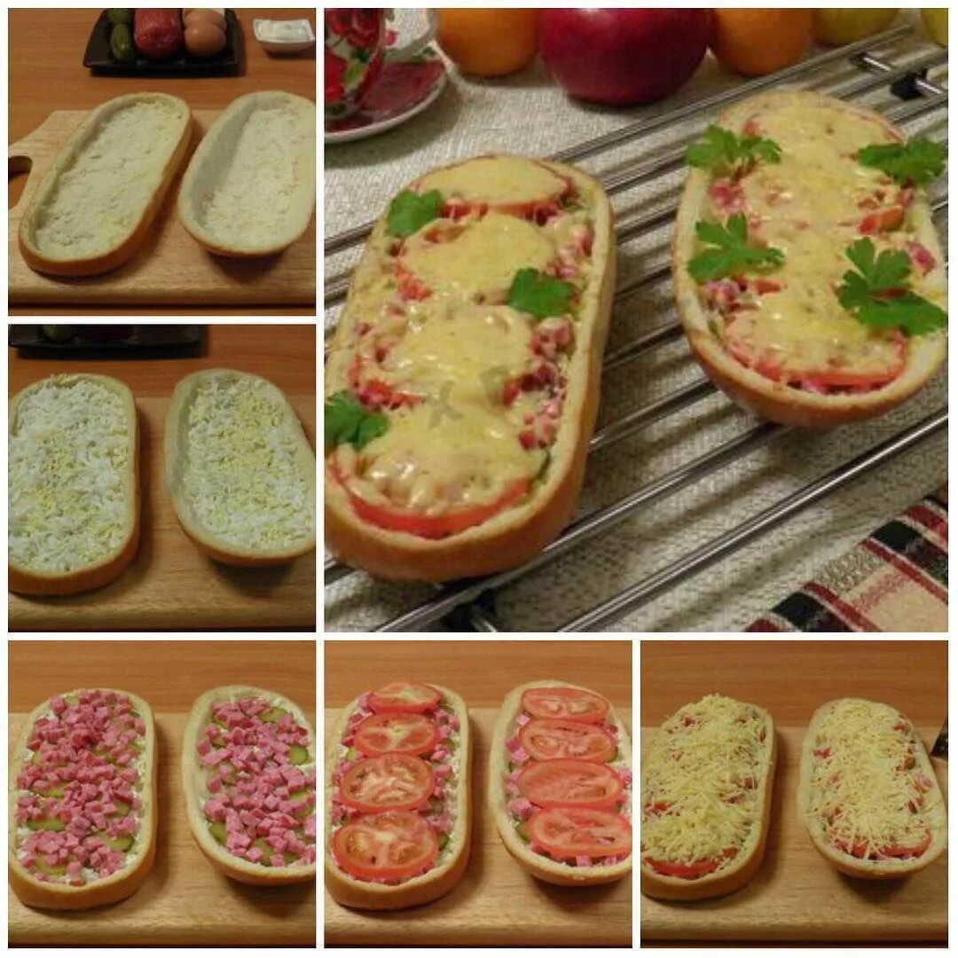 Пицца из батона в духовке фото Это пожалуй самый простой и быстрый вариант перекусить вкусной и аппетитной пицц
