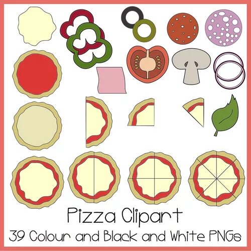 Пицца из фетра своими руками выкройки Pizza Clipart (Ideal For Fractions!) Teaching Resources