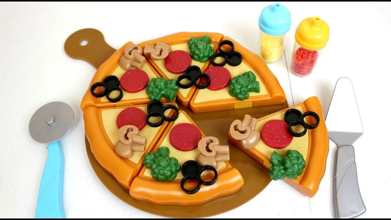 Пицца из пластилина для детей фото Cocinita de Juguete Hacemos Una Pizza Unboxing y Review Kitchen Toy Pizza Playse