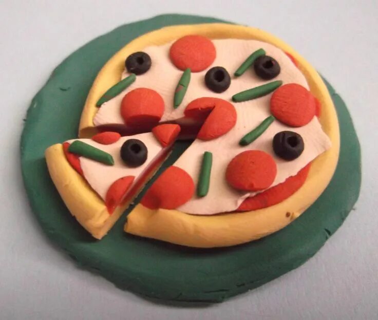 Пицца из воздушного пластилина фото Pizza Food Plasticine Самодельные лизуны, Миниатюрная еда, Еда для куклы