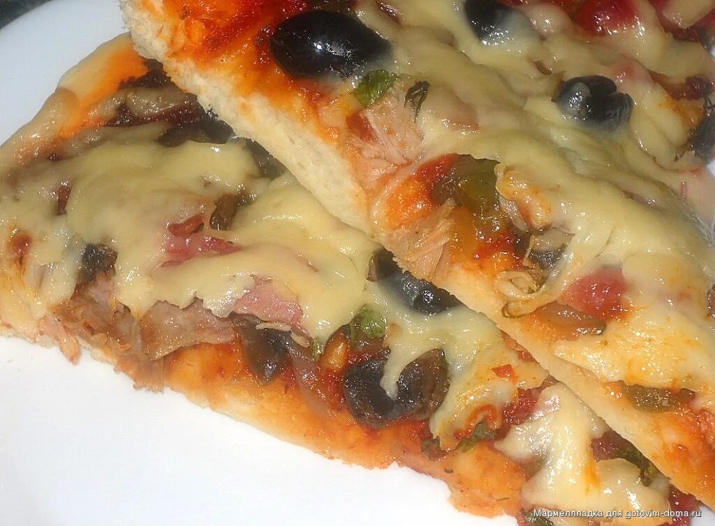 Пицца минутка фото Готовим дома * Пицца-ассорти с ветчиной, курицей и грибами * Пицца
