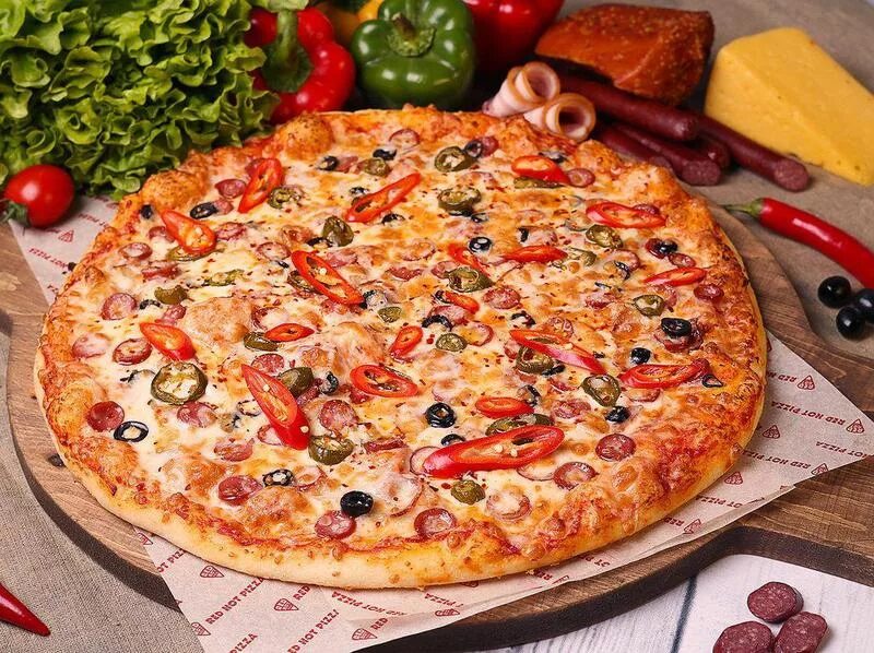 Пицца названия и фото Вторая Рэд хот пицца от Red Hot Pizza Новосибирск Единая Служба Заказов Leverans