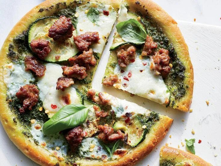 Пицца песто рецепт с фото Zucchini-Pesto-Sausage Pizza
