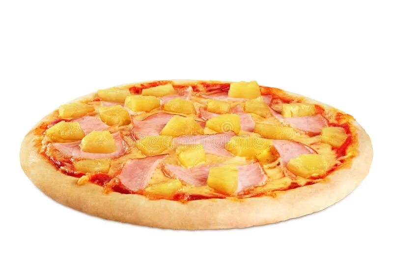 Пицца с ананасами фото Pizza with Pineapple and Ham on White Background. Stock Image - Image of backgro
