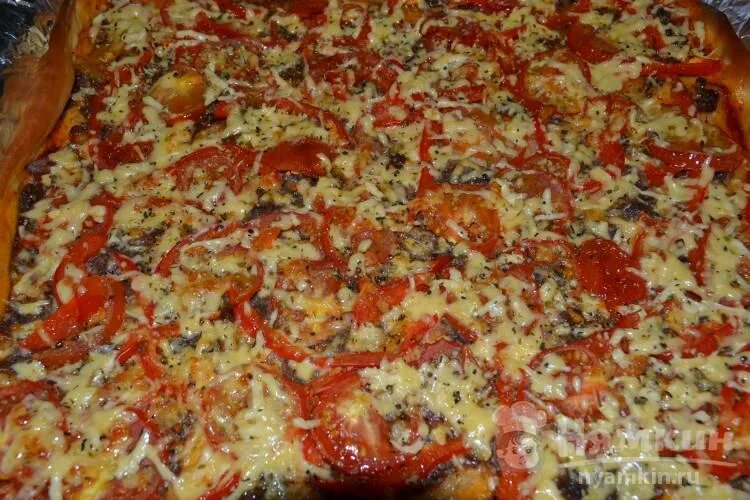 Пицца с фаршем рецепт с фото Пицца с фаршем и помидорами рецепт пошаговый с фото - Nyamkin.RU