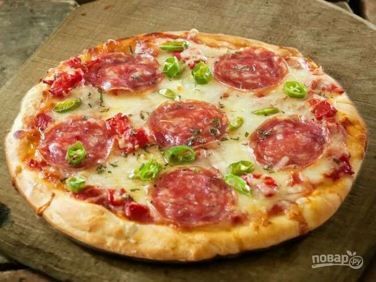 Пицца с колбасой домашняя фото Пицца с колбасой помидорами и сыром - пошаговый рецепт с фото на Повар.ру