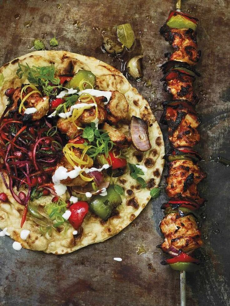 Пицца шашлык фото Buttermilk Chicken Shish Kebab with Quick Lemon Pickle and Oregano Bbq recipes, 