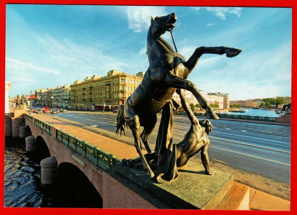 Питер аничков мост фото 05053 Санкт Петербург 2000-е Река Фонтанка Аничков мост скульптура мужчина обнаж