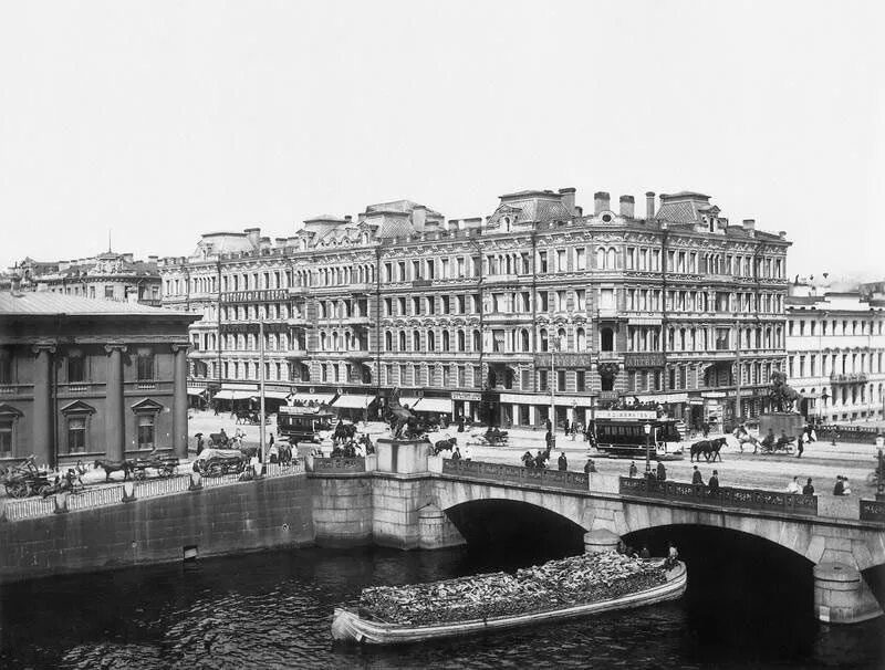 Питер старые фото города Аничков мост и доходный дом Лихачёва St petersburg, Old photos, Vintage russia