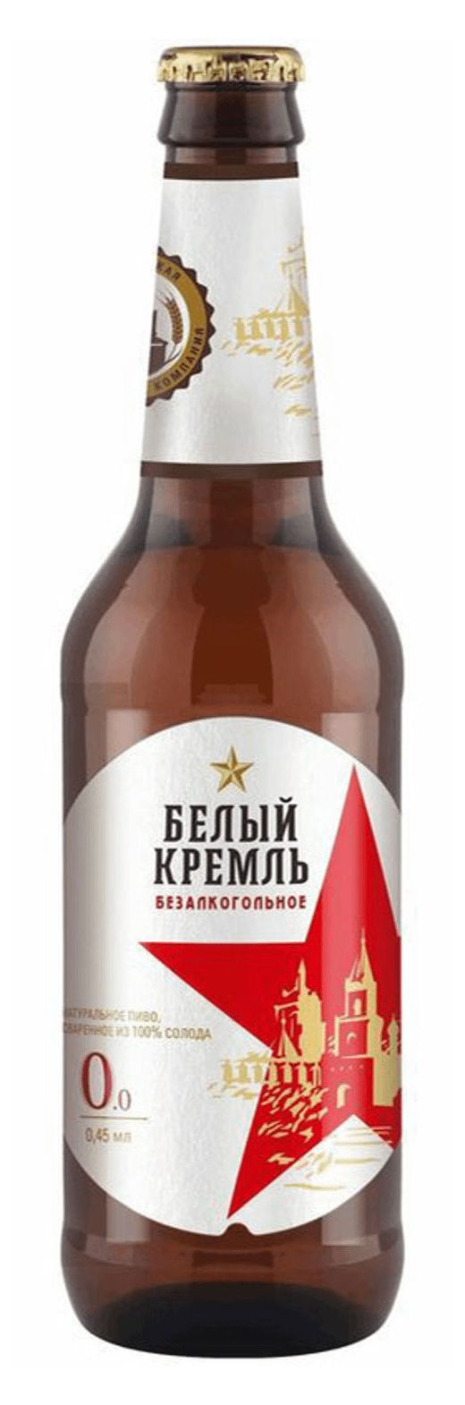 Пиво белый кремль фото Купить Пиво безалкогольное "Белый Кремль" светлое фильтрованное, 450 мл (994507)