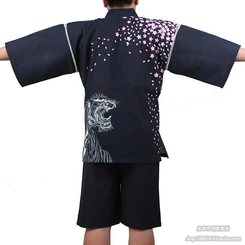 Пижама в японском стиле мужская Men 100% Cotton Yukata Kimono Suit Men Japanese Traditional Pajamas set Summer J