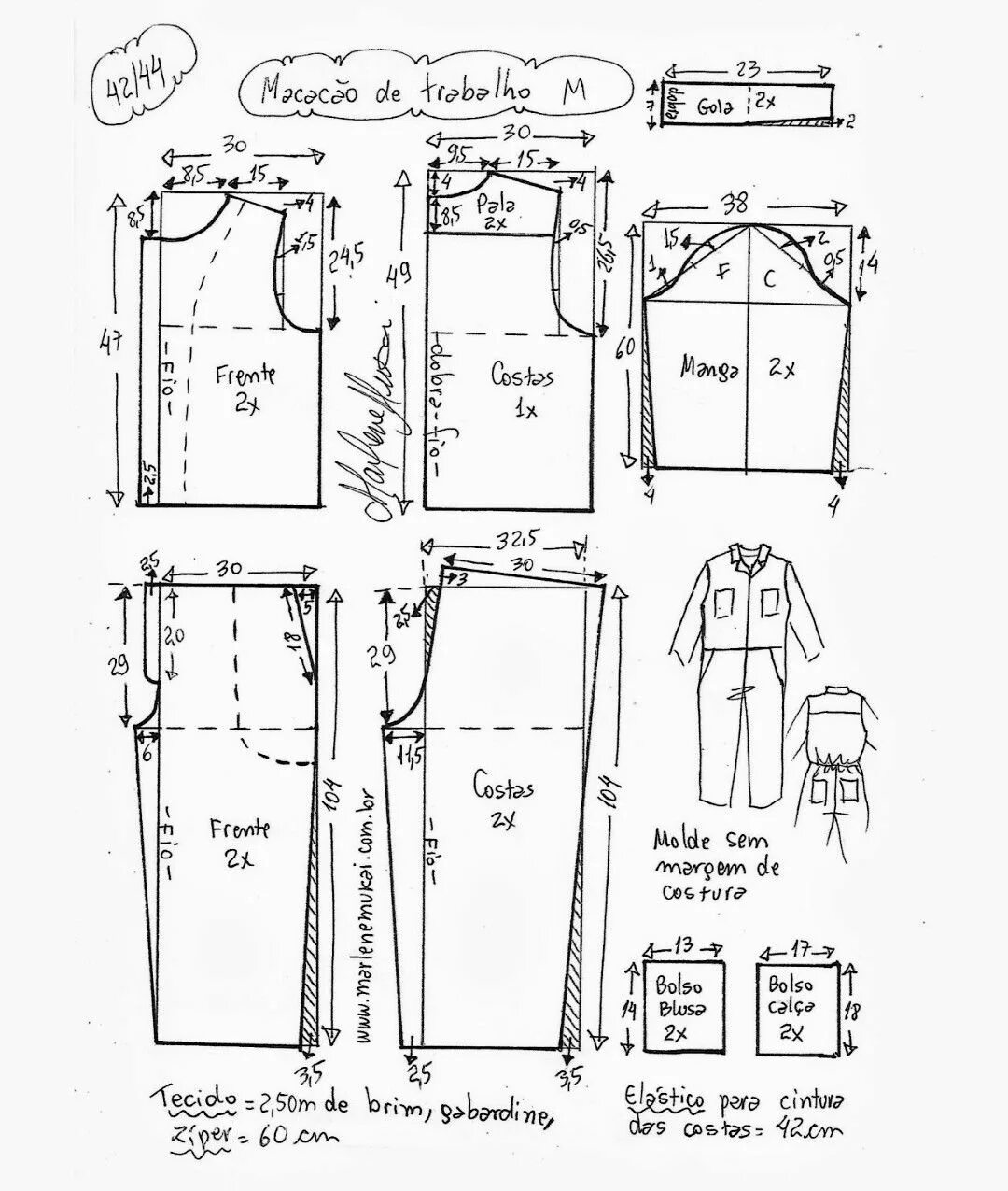 Пижамы женские шелковые выкройки Macacão uniforme 42-44 Macacão de trabalho, Tutorial de macacão, Molde de roupa 