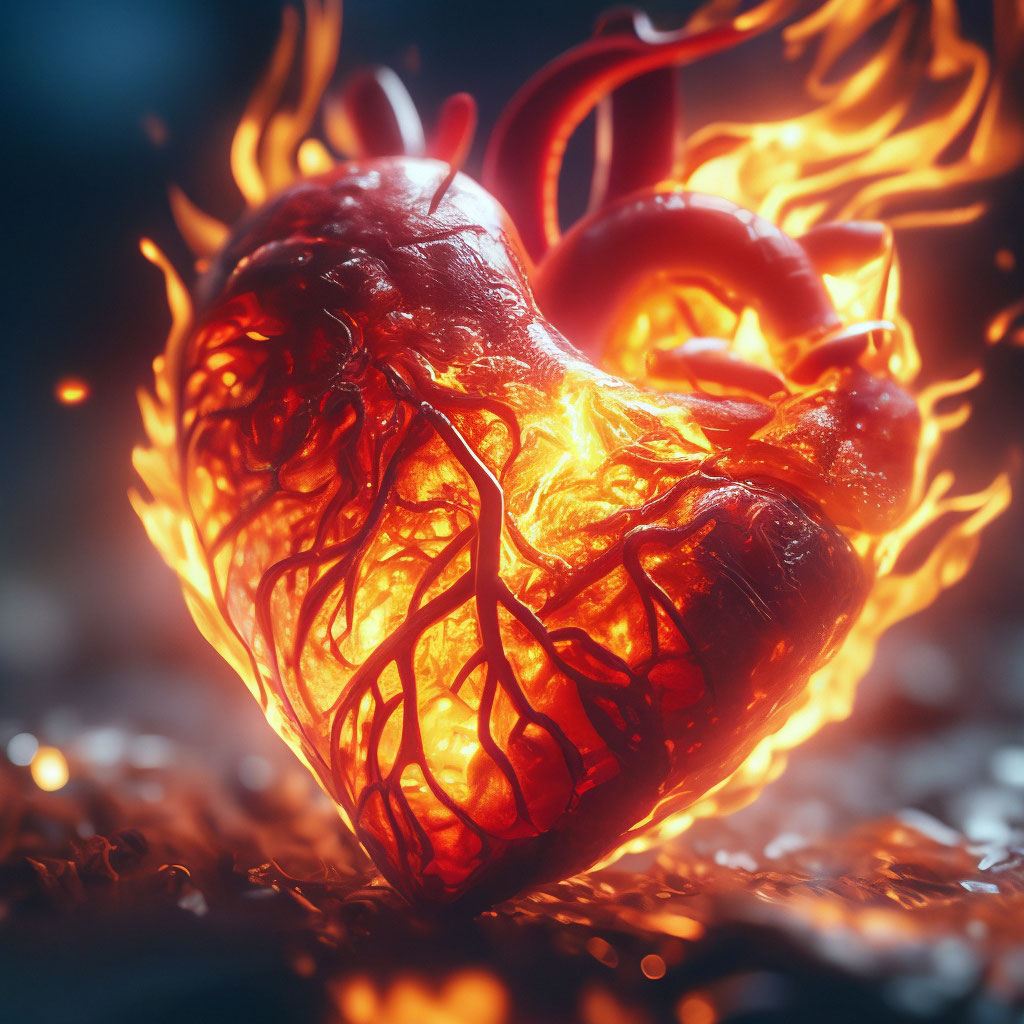 Пламенное сердце фото "Fiery heart, aesthetic, beautiful, ." - image created in Shedevrum