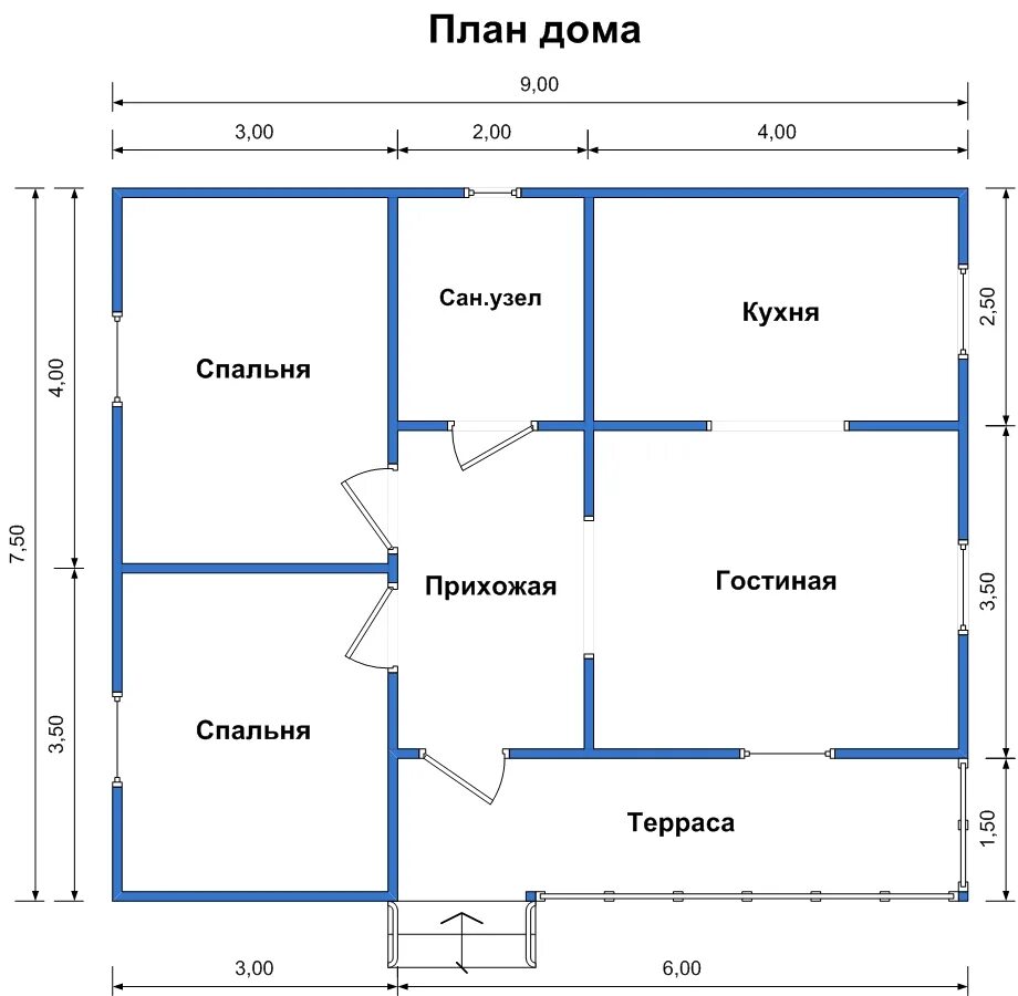 План дома чертеж 8 10 Расположение комнат в доме 9 на 11 - Дом Мебели.ру