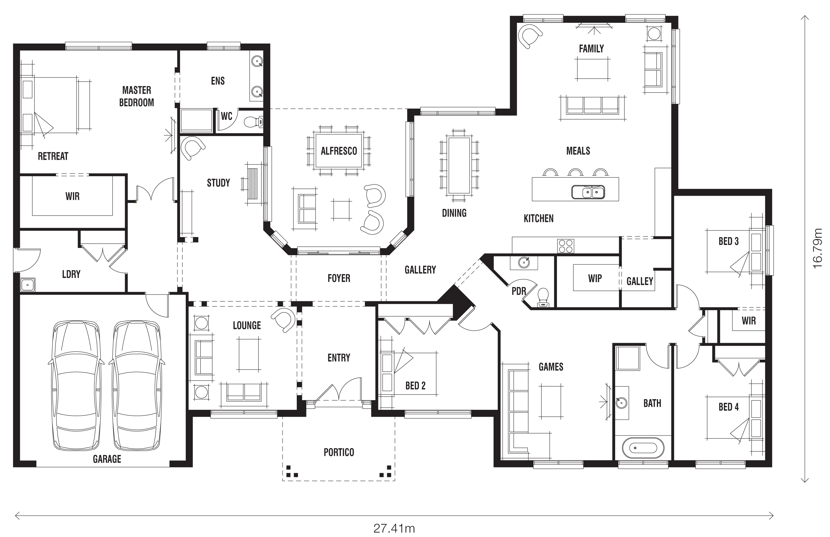 План дома пример Floor Plan Friday: U-shaped 5 bedroom family home House floor plans, New house p