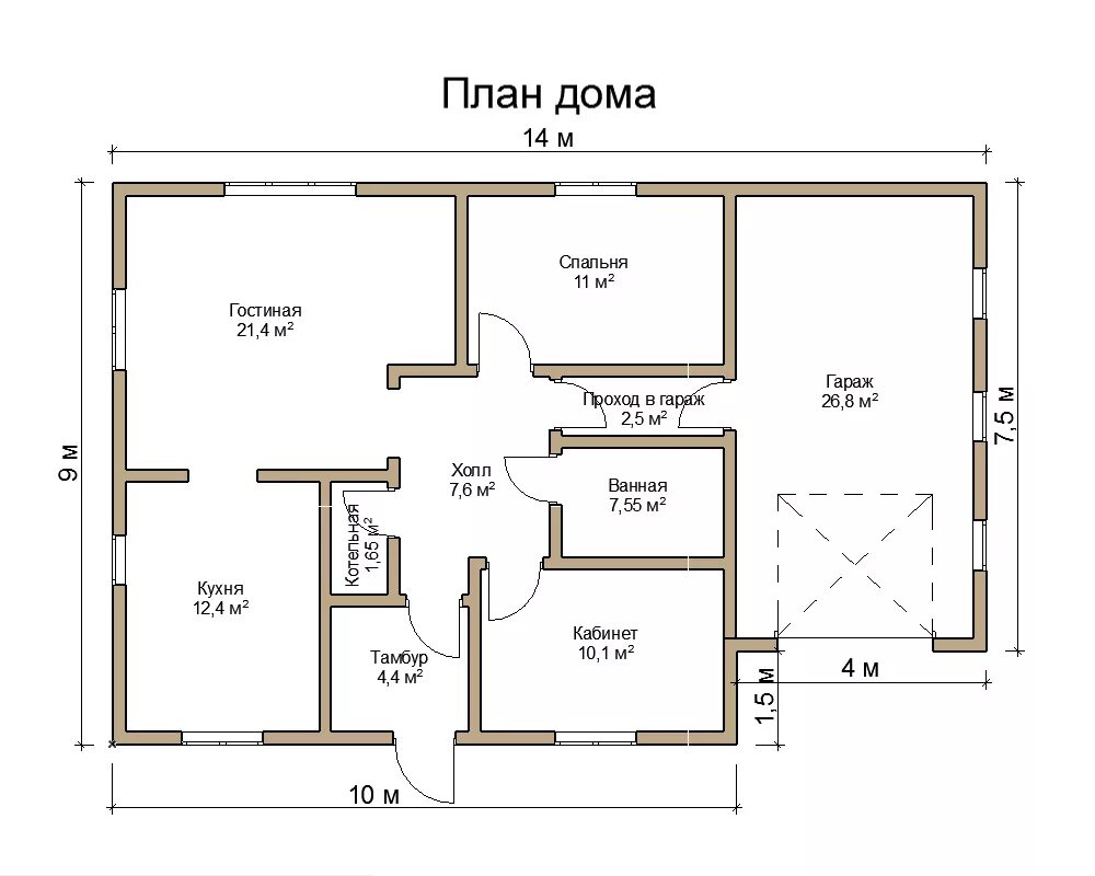 План дома с размерами чертеж одноэтажного жилого Plan doma фото - DelaDom.ru