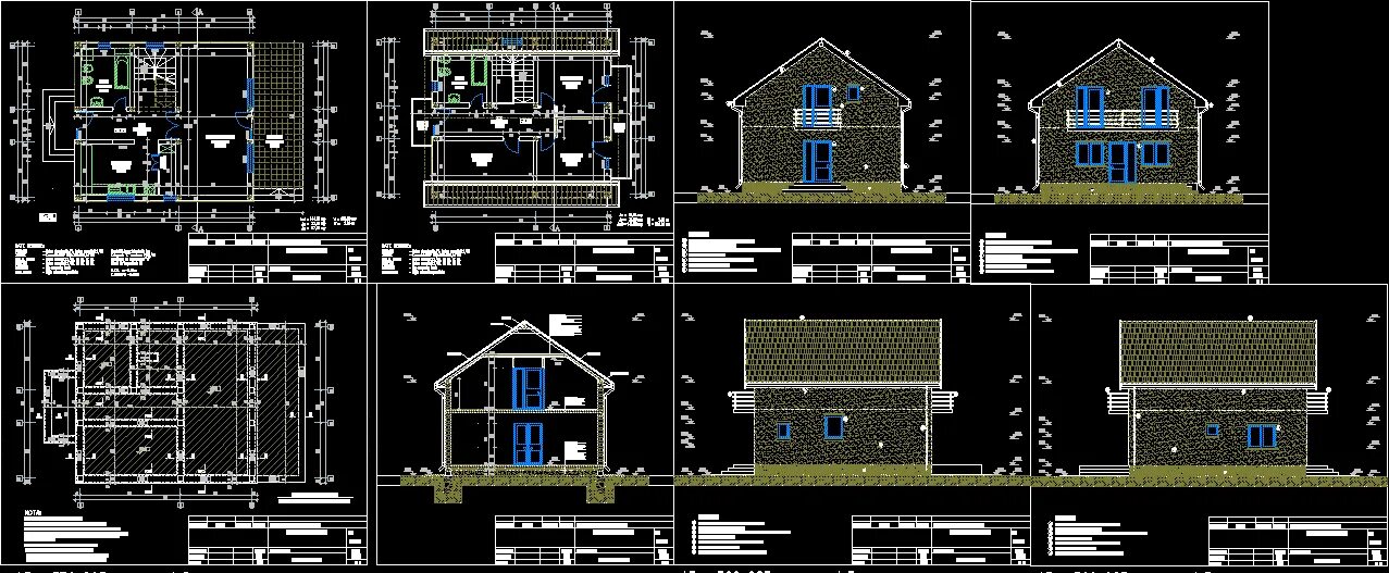 План двухэтажного дома скачать чертеж в dwg Home DWG Block for AutoCAD * Designs CAD