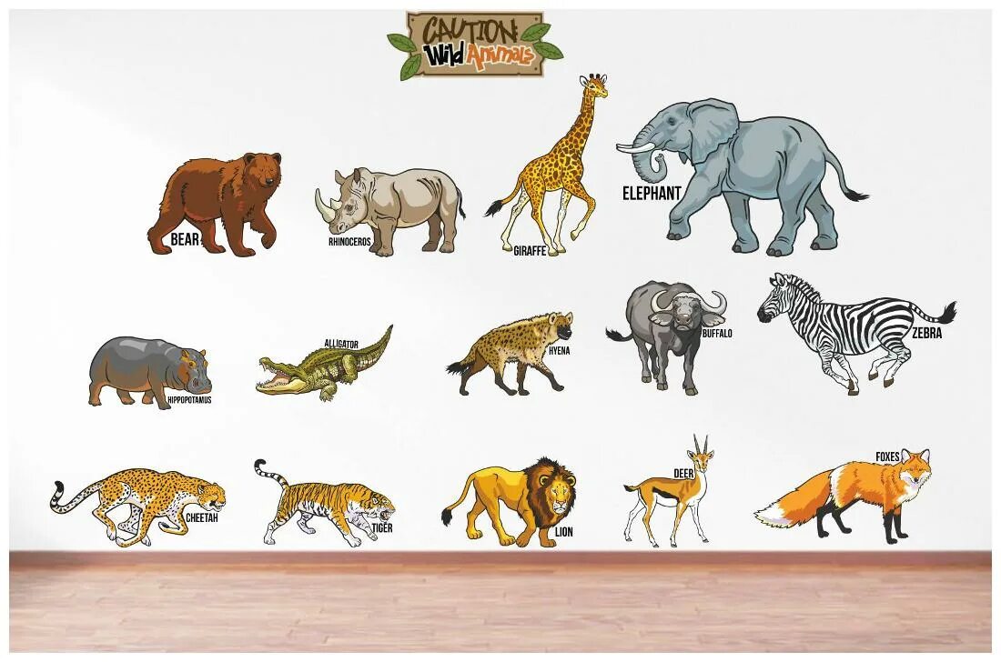 План картинки животные Caution Wild animals - Kids Room - buy at the price of $2.04 in paytmmall.com im
