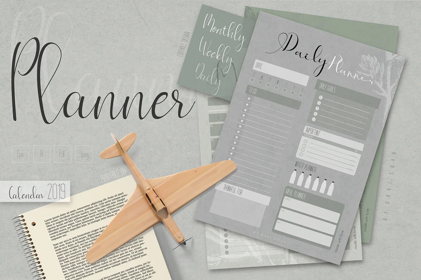 Планер дизайн интерьера Daily Weekly Monthly Planner. Calendar 2019 Images :: Behance
