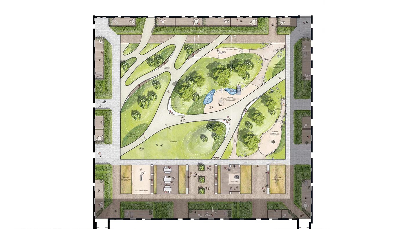Планировка парковой территории Residential district 'Rybalsky' (13) Images :: Behance