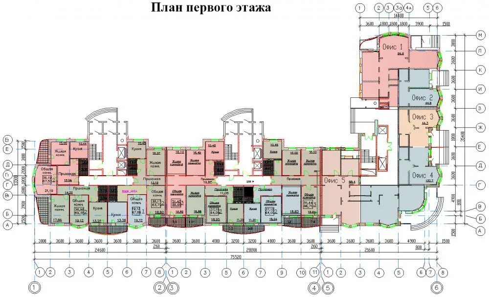 Планировка первого этажа многоэтажного жилого дома Проектная организация РД - Проект