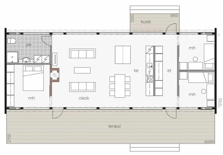 Планировка под дом Glass House 100 on tyylikkään harkittu ja moderni kokonaisuus, joka vie vapaa-aj
