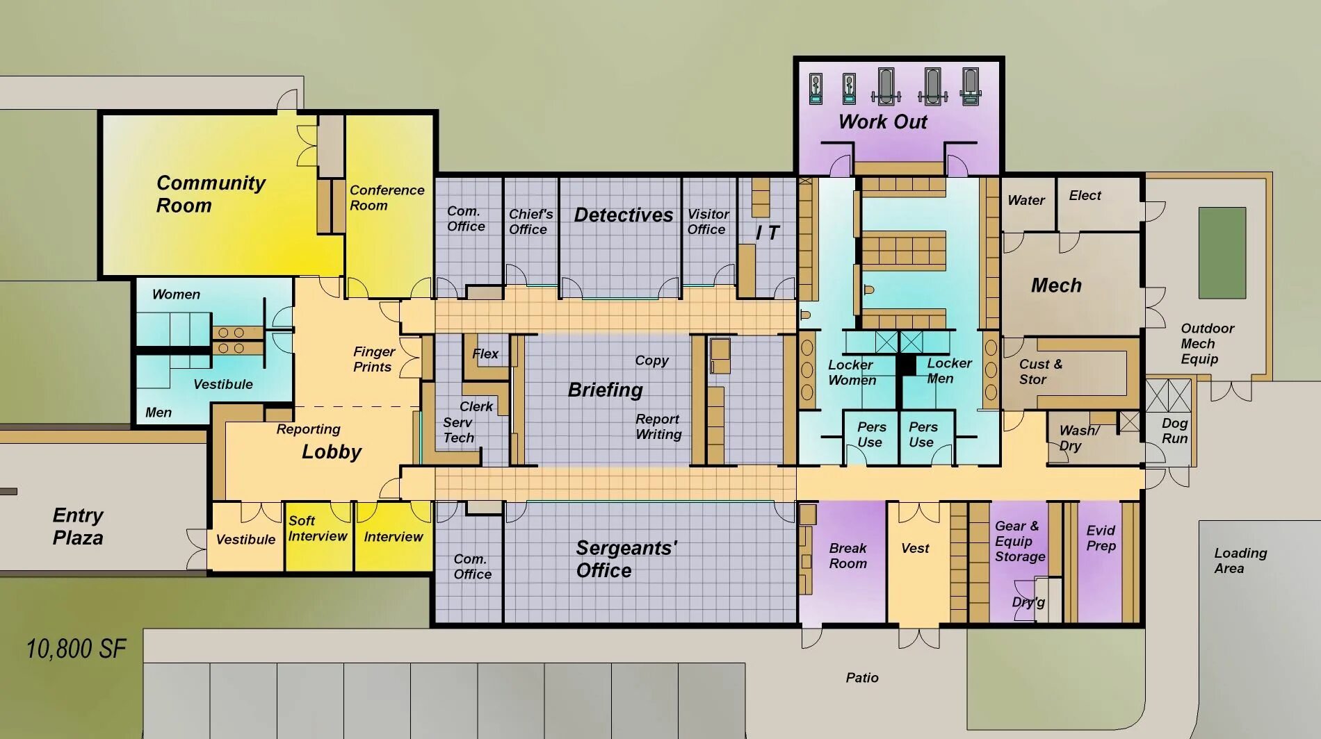 Планировка полицейского участка Police Station Floor Plan 2 Storey - floorplans.click