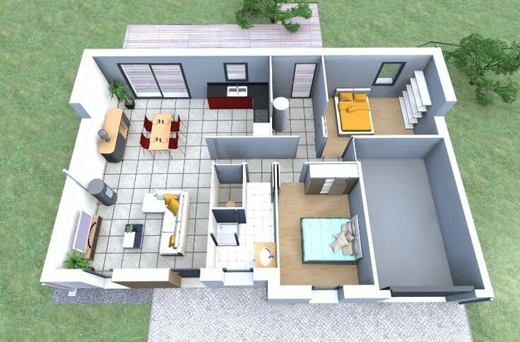 Планировка прямоугольного дома фото Planos de casas pequeñas Planos de casas 3d, Planos de casas modernas, Planos de