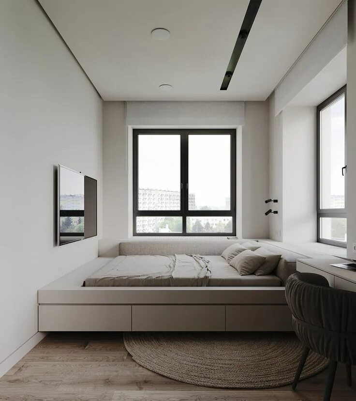 Планировка прямоугольной комнаты с окном 4 Super Swish Interiors With a Chic Neutral Palette Small room bedroom, Home roo