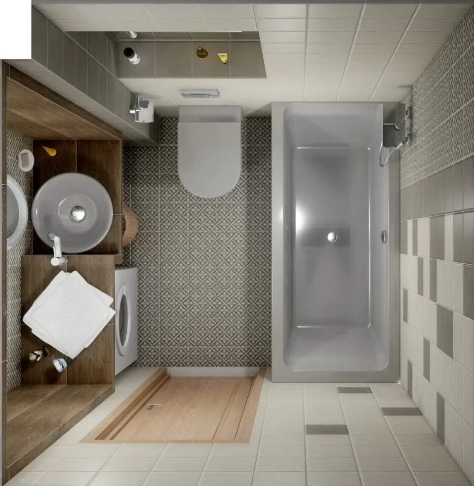 Планировка прямоугольной ванной комнаты совмещенной с туалетом Bathroom with shower cabin design 7 sq m (49 Photos)