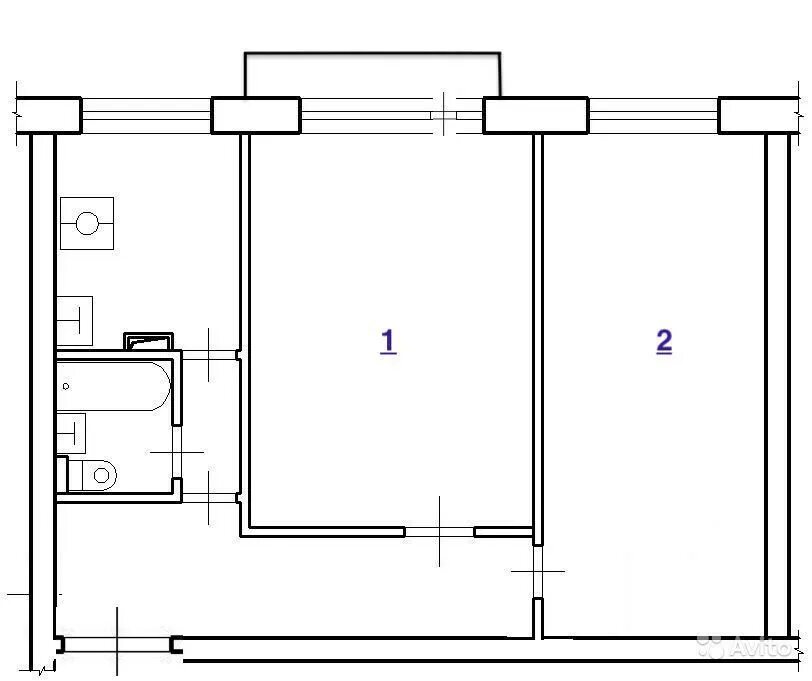 Планировка пятиэтажек 2 комнаты Купить 2-комнатную квартиру, 41 м² по адресу Москва, Щербинка, Остафьево м-н, ул