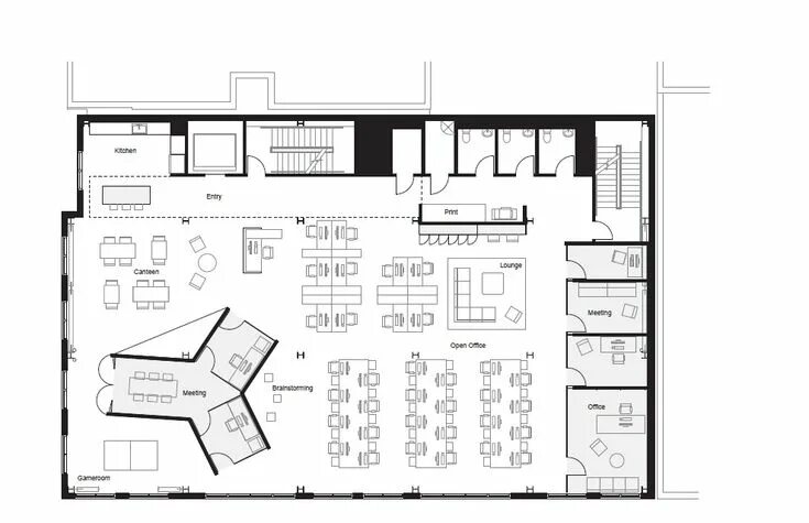 Планировка рабочей комнаты Gallery of FINE / Bora Architects - 12 Office layout plan, Commercial office des