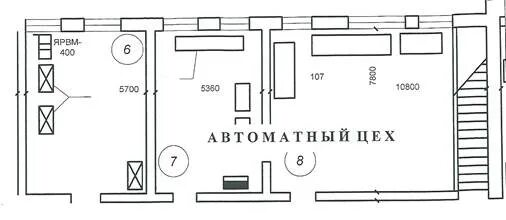 Планировка рабочих мест участков цехов локомотиворемонтного предприятия Производственная характеристика ТР-1, Схема оборудования и план цеха ТР-1 - Орга