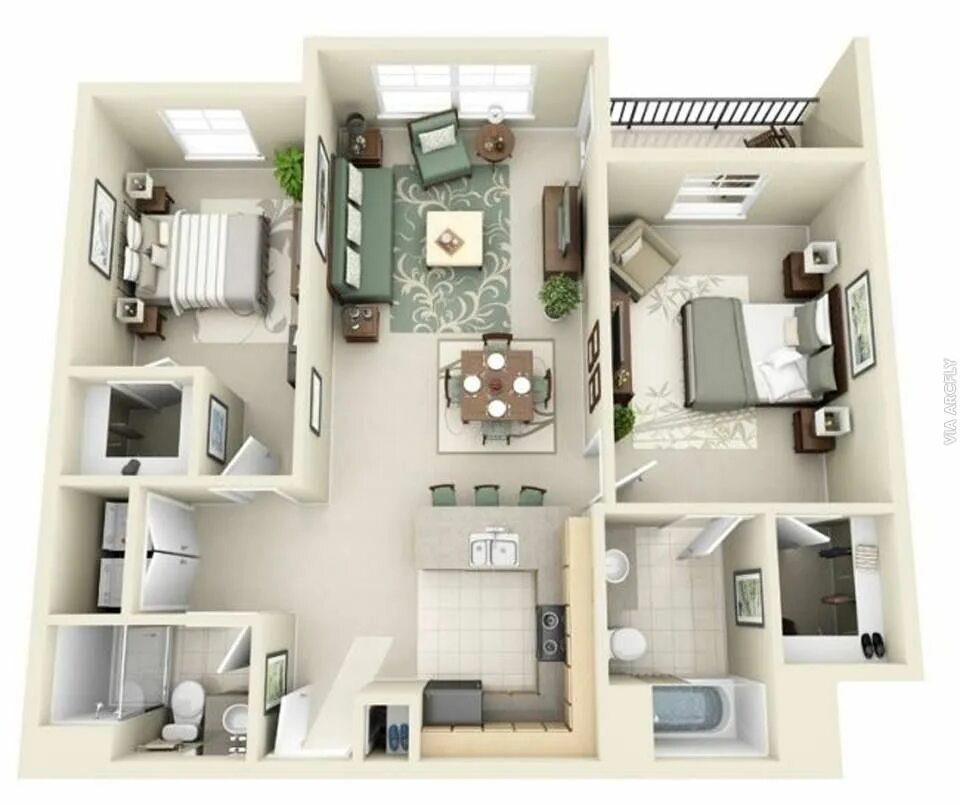 Планировка расположения комнат Ghim trên dena rumah