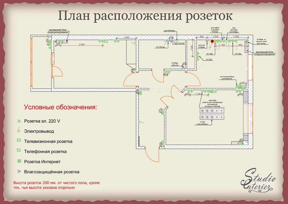 Планировка розеток в квартире Сколько нужно розеток в двухкомнатной квартире