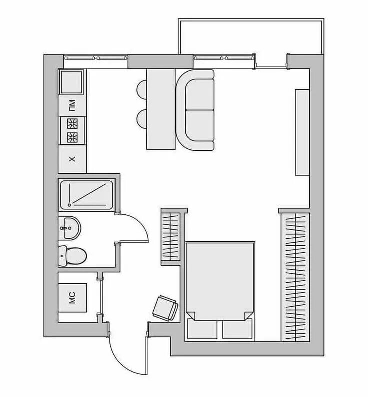 Планировка с отдельной кухней Пин от пользователя MSH Design&Architecture на доске МАЛЕНЬКИЕ КВАРТИРЫ / SMALL 