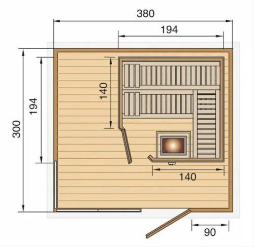 Планировка сауны фото Saunahaus Cubilis - Weka Gartensauna 45/68mm mit Saunaofen 7,5kW Design sauna, S
