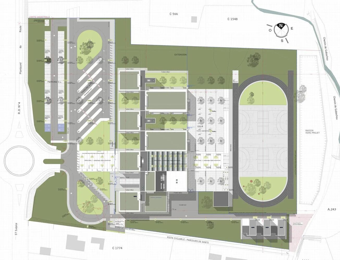 Планировка школьной территории Gallery of Public Middle School Of Labarthe-Sur-Lèze / LCR Architectes - 28 Scho