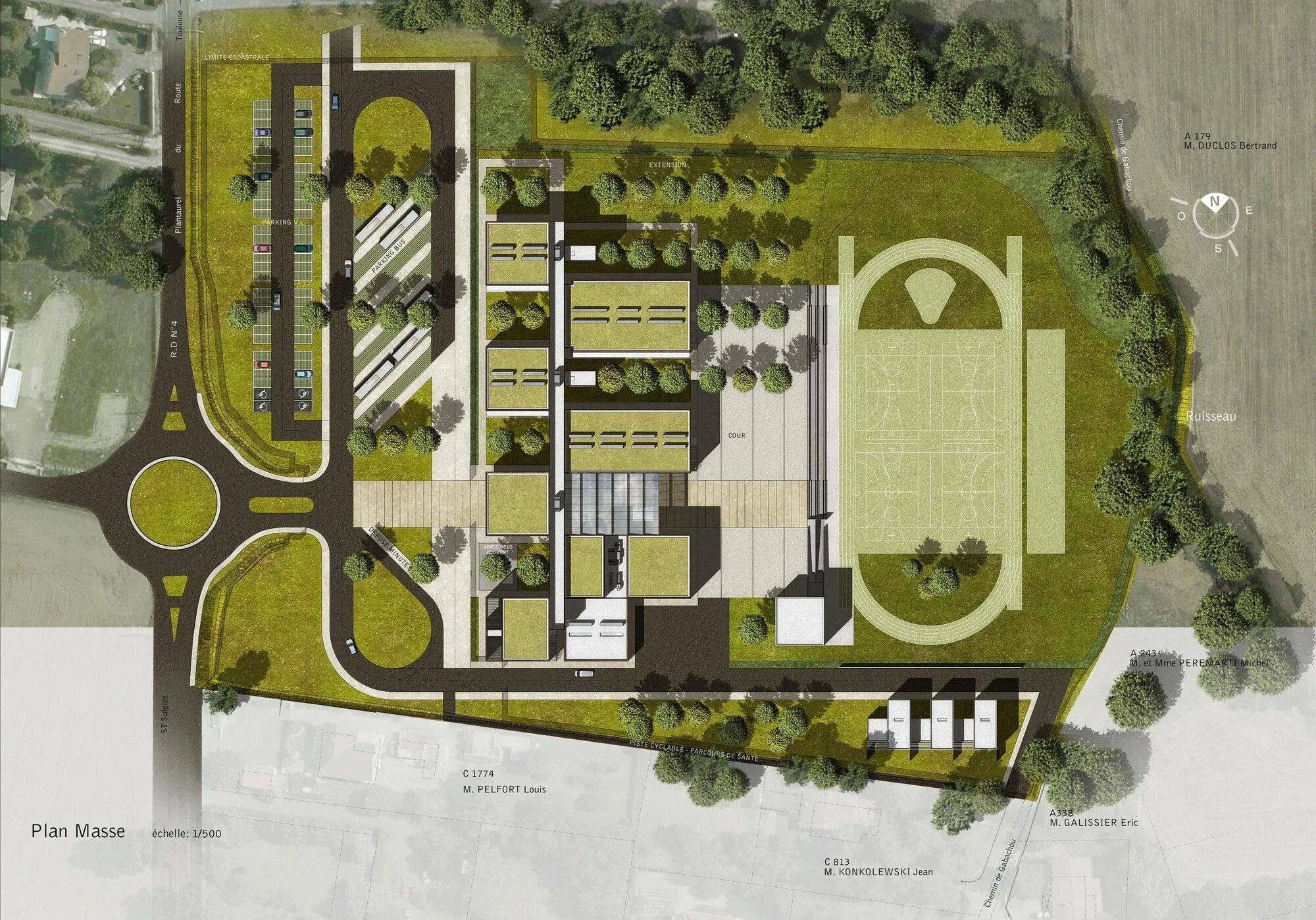 Планировка школьной территории Gallery of Public Middle School Of Labarthe-Sur-Lèze / LCR Architectes - 27 Midd