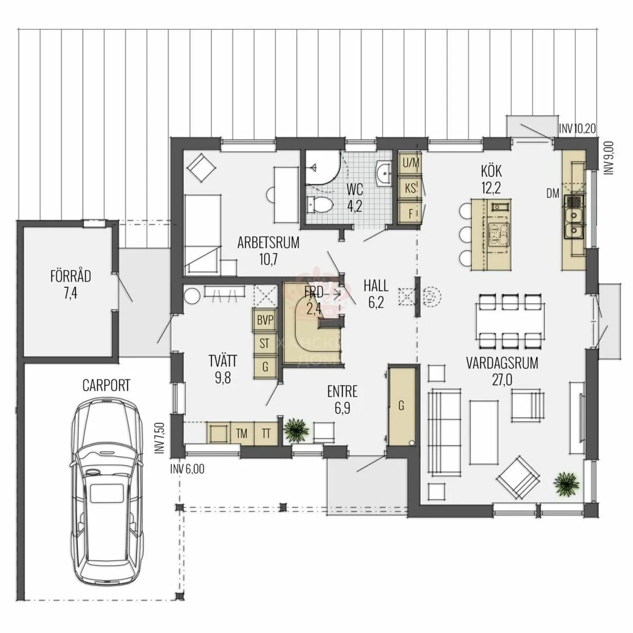 Планировка современных домов 1 этаж Проект П-82-66 9x10