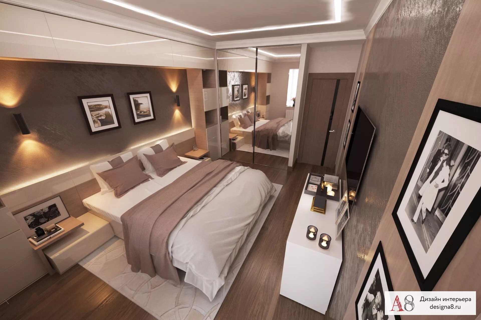 Планировка спальни 17 Дизайн (design) 3 комнатных квартир в Санкт-Петербурге Проект интерьера в ЖК "Же