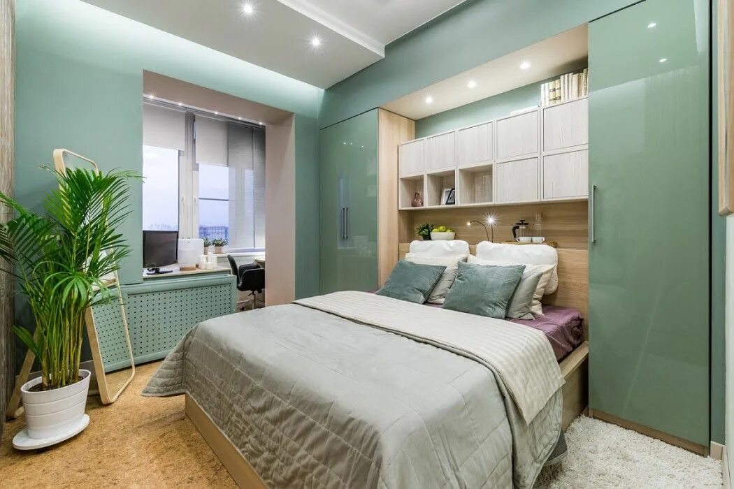 Планировка спальни 9 кв м фото Quarto pequeno planejado, Ideias de decoração quarto, Decoração de quarto