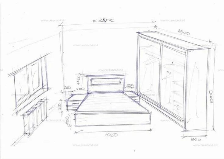 Планировка спальни чертеж Распашной шкаф эскизы Bed dimensions, Furniture, Home decor
