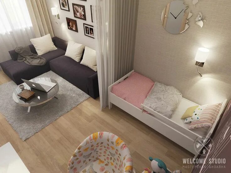 Планировка спальни и детской в одной комнате Гостиная ракурс 7 Toddler bed, Home decor, Design