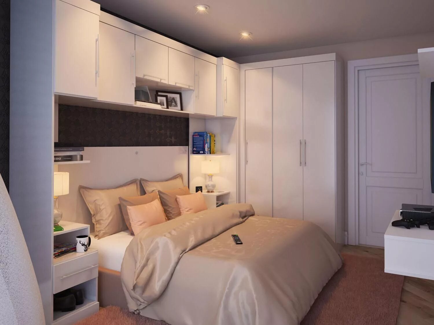 Планировка спальни небольших размеров Quarto Modulado Casal e Queen Size 6 Peças - 9 Portas 4 Gavetas Poliman Móveis S