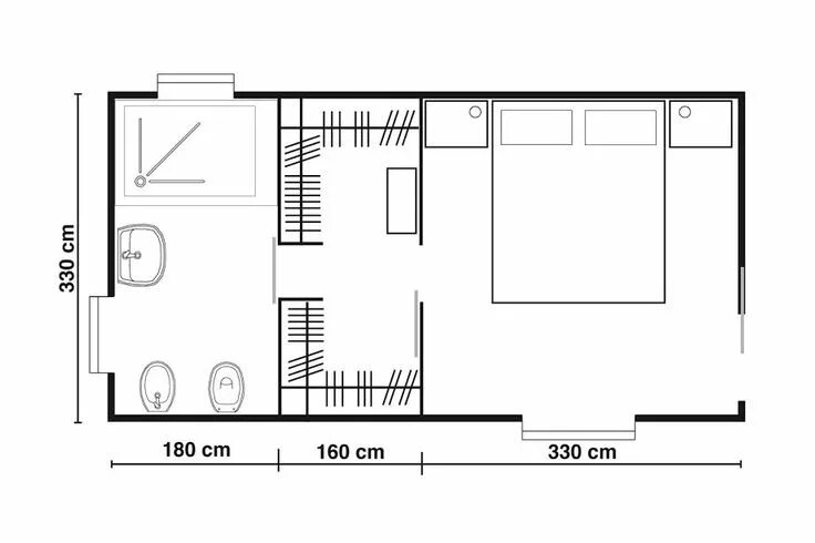 Планировка спальни с туалетом Pin di Eleonora Ferroni su Dream Home Il piano, Layout di bagno, Cabina armadio