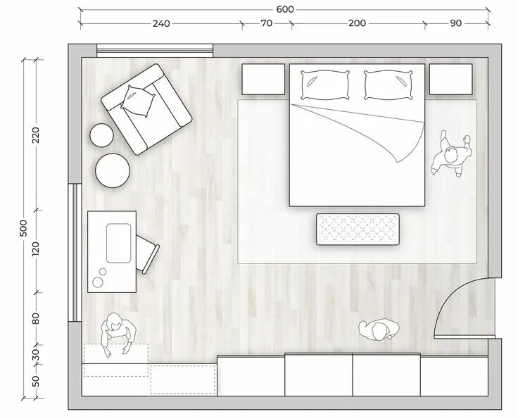 Планировка спальни с туалетом Pianta camera 30 mq per due persone Bedroom layout design, Bedroom furniture lay