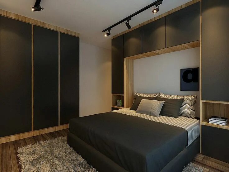 Планировка спальни со шкафом Шкаф система хранения реализуем ↓ Decoração de home theater, Quarto de solteiro 